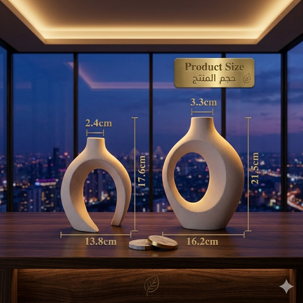 Modern Ceramic Vase Set – Minimalist Decorative Vase for Living Room, Bedroom, Dining Table & Office